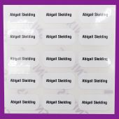 Name labels printed with first name and surname on one line