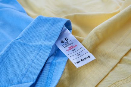 Apply Clothes Labels Onto Wash-Care Label - blue and yellow