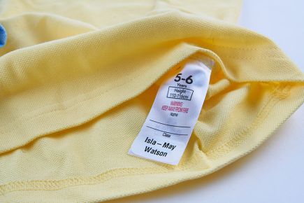 Apply Clothes Labels Onto Wash-Care Label - yellow