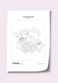 Happy Easter Bunny & Chick Colouring Sheet
