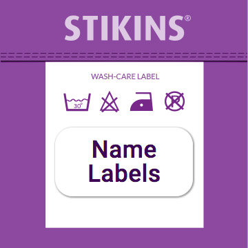 30 Just Stick Clothing Name Tags/Labels- No Sew or Iron